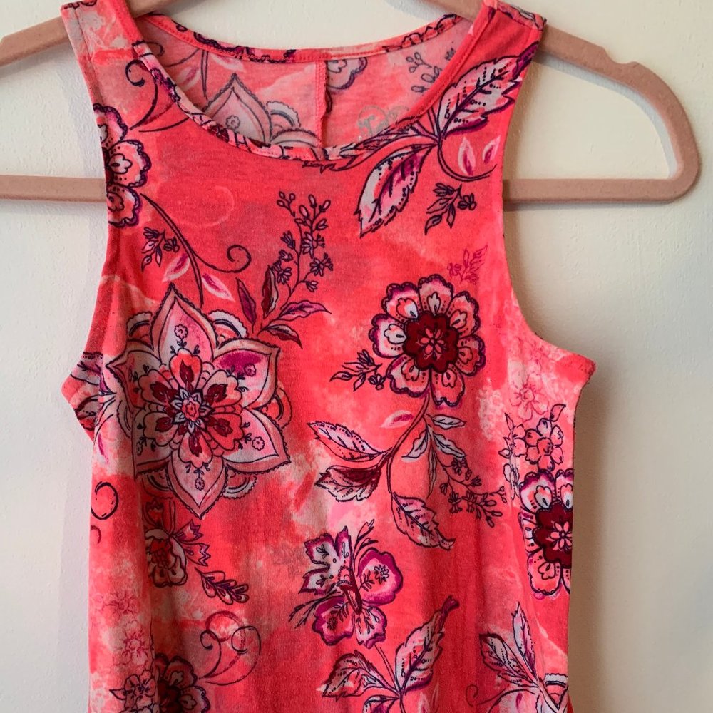 Justice pink floral tank top